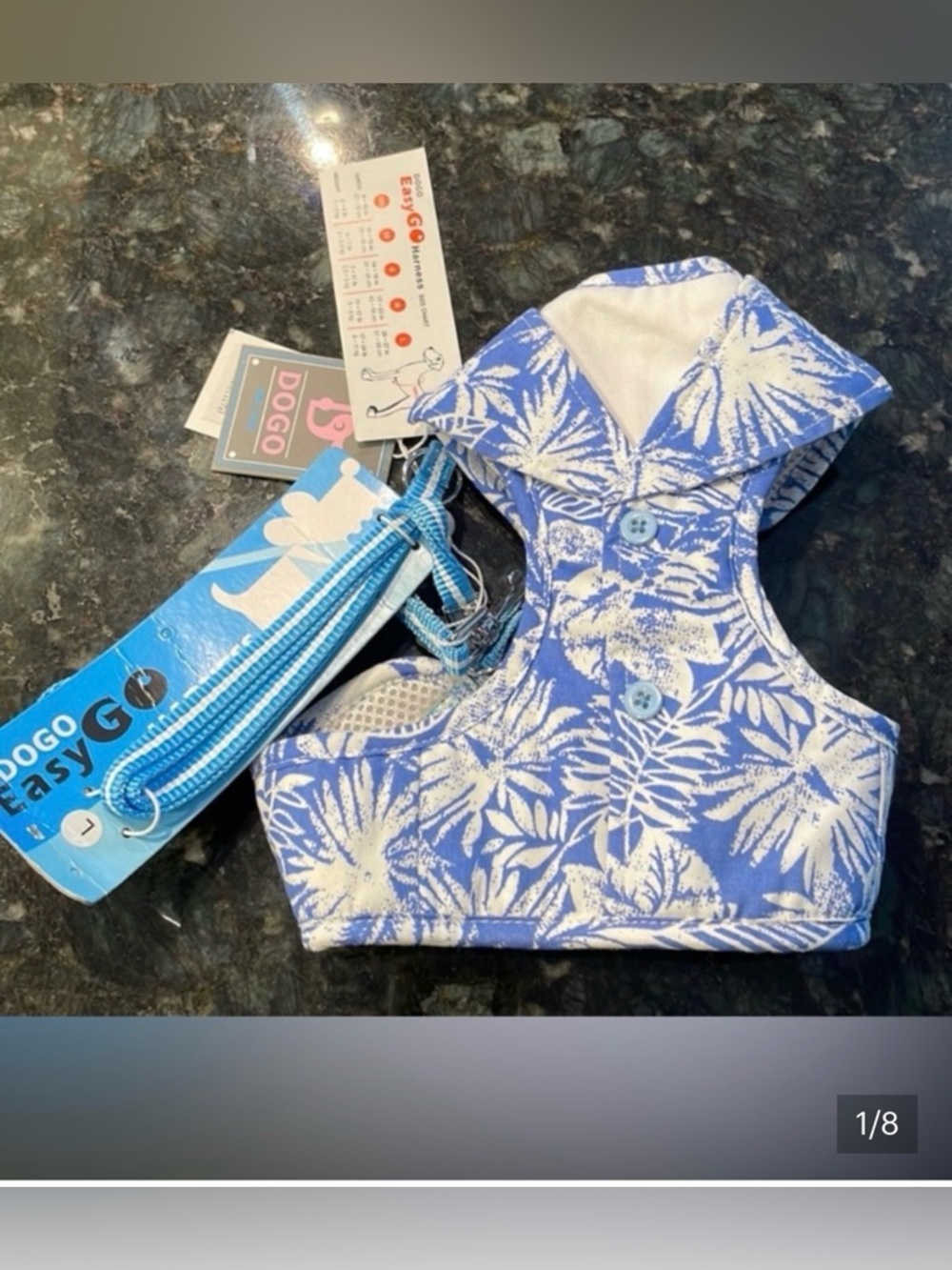 Dogo easily go Hawaiian harness. Size Large with matching leash.